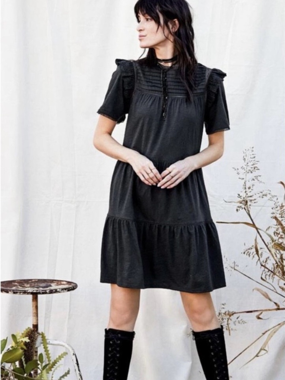 VGUC Matilda Jane Food Hart Tiered Dress with Lace Details size Large